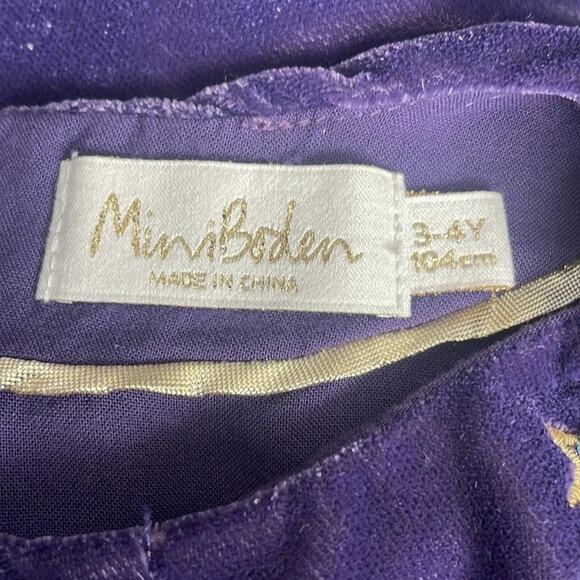 Mini Boden Toddler Girls Purple Velvet Short Sleeve Dress Size 3-4 Years - Picture 3 of 6